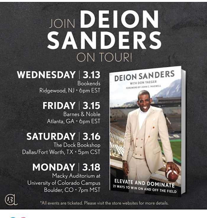 Deion Sanders Book Tour 2024
